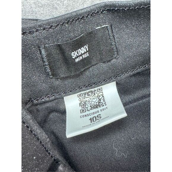 Express High Waisted Black Sparkle Skinny Jeans 10S - Picture 8 of 9